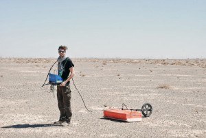 Andi doing GPR in the desert.