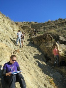 Working in a section in Spain. I'm preparing for logging (hence, pen and paper) which involves drawing a sketch of what you see and making notes of the different measurements we make on the section.